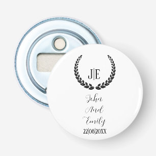 Décapsuleur Monogramme minimaliste élégant mariage noir et bla