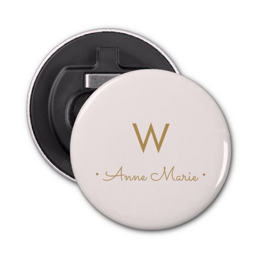 Décapsuleur Monogramme moderne Blush Pink Gold Script (Devant)