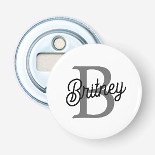 Décapsuleur Monogramme moderne élégant Nom noir Gris noir Scri