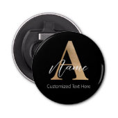 Décapsuleur Monogramme moderne Initiale A & Nom Personnalisé (Devant)