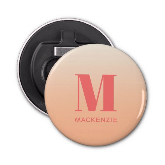 Décapsuleur Monogramme moderne Nom initial Peach Gradient (Devant)