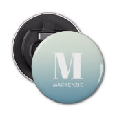 Décapsuleur Monogramme moderne Nom initial Turquoise Aqua Grad (Devant)