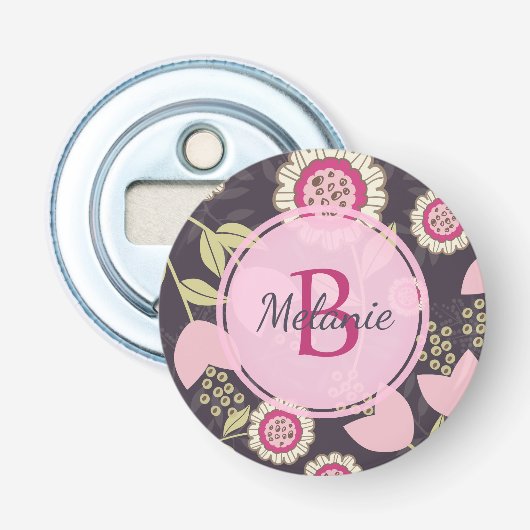 Décapsuleur Monogramme Motif de grande tulipe rose (Devant)