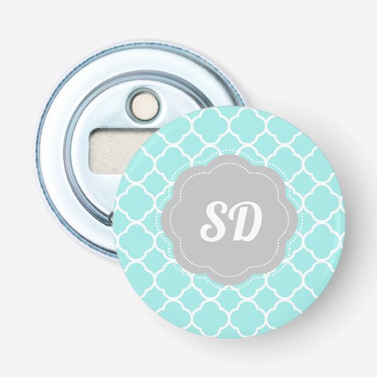 Décapsuleur Monogramme personnalisé Turquoise clair (Devant)