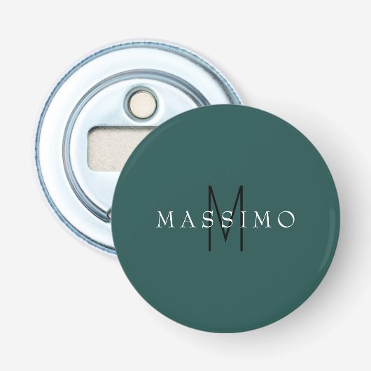 Décapsuleur Monogramme Professionnel Gris Bleu Votre Nom (Devant)