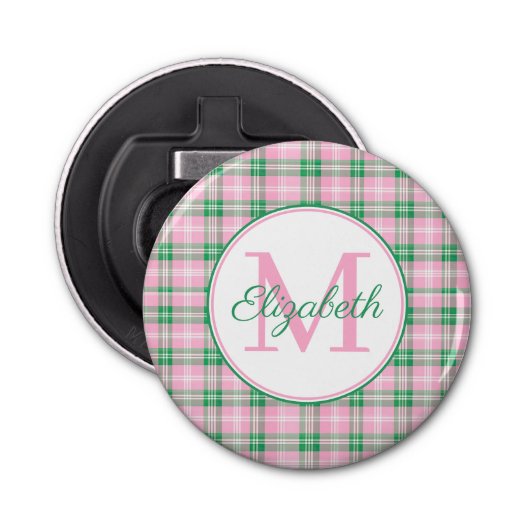 Décapsuleur Monogramme rose et vert preppy (Devant)