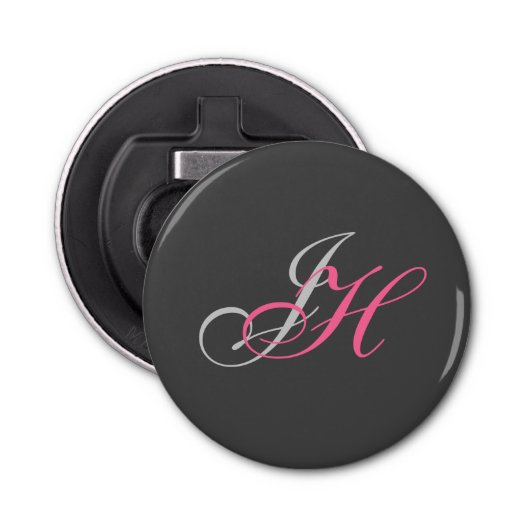 Décapsuleur Monogramme rose gris personnalisé Simple (Devant)