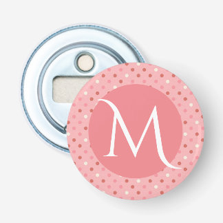 Décapsuleur Monogramme rose pointillé moderne mignon