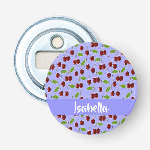 Décapsuleur Motif cerises nom personnalisé bleu