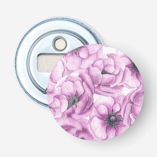 Décapsuleur Motif d'aquarelle des fleurs d'anémone (Devant)