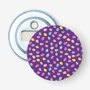 Décapsuleur Motif d'art de fond violet de style œuf de Pâques