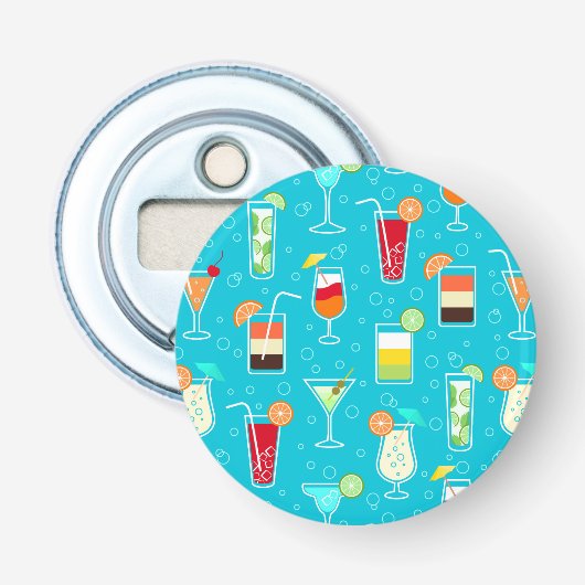 Décapsuleur Motif de cocktail sur l'arrière - plan turquoise (Devant)