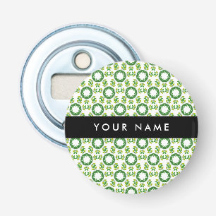 Décapsuleur Motif de feuille, feuilles vertes, votre nom