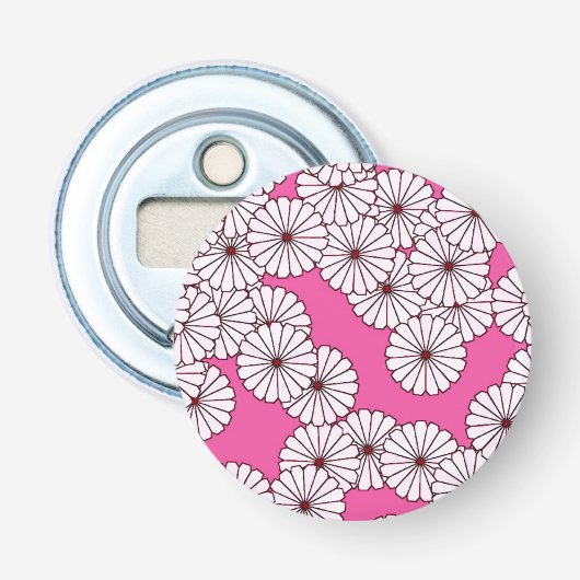 Décapsuleur Motif de fleurs Art déco - blanc sur rose (Devant)