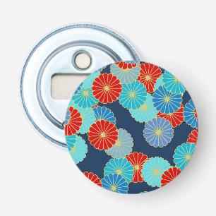 Décapsuleur Motif de fleurs Art Déco - bleu, turquoise et roug