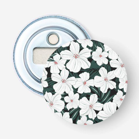 Décapsuleur Motif de fleurs tropical blanc (Devant)