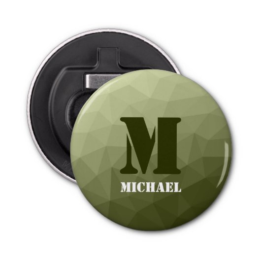 Décapsuleur Motif de maille géométrique vert clair de l'armée (Devant)