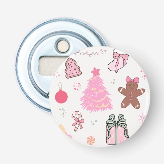 Décapsuleur Motif de Noël rose (Devant)