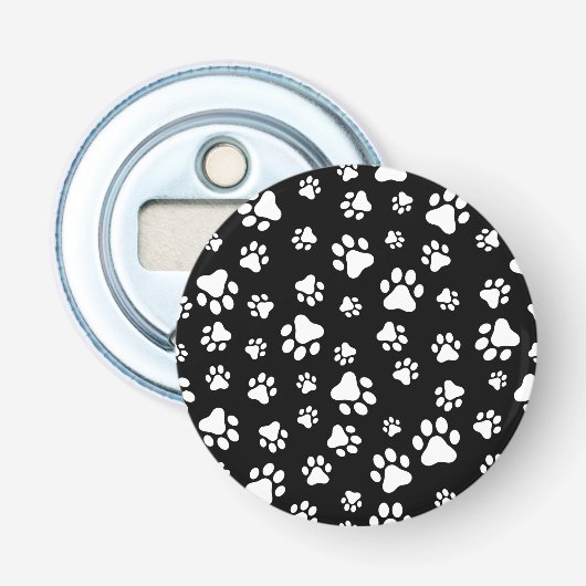 Décapsuleur Motif des pattes, Empreintes de pattes, noir et bl (Devant)