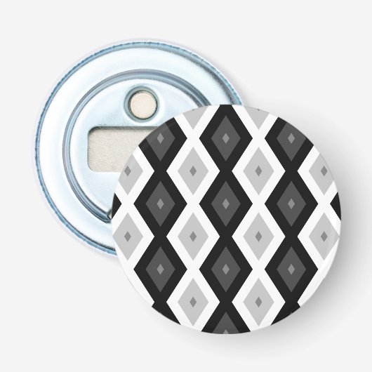 Décapsuleur Motif diamant noir, blanc et gris (Devant)