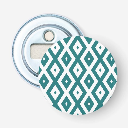 Décapsuleur motif diamant turquoise et blanc (Devant)
