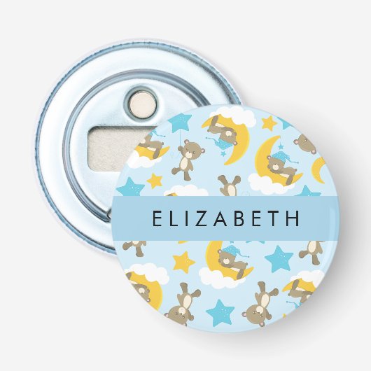 Décapsuleur Motif D'Ours, Nounours, Étoiles, Votre Nom (Devant)