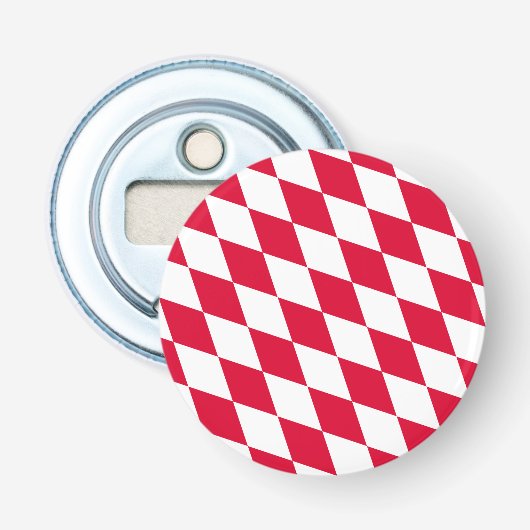 Décapsuleur Motif du drapeau diamant de Bavière rouge et blanc (Devant)