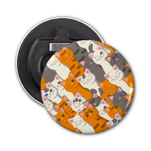Décapsuleur Motif en diagonale du chat noir blanc gingembre (Devant)