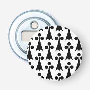 Décapsuleur Motif Ermine, Motif Médiéval, Noir sur Blanc