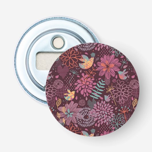 Décapsuleur Motif floral abstrait avec des oiseaux (Devant)