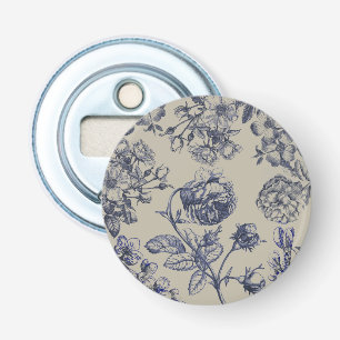 Décapsuleur Motif Floral Botanique Toile Bleue Vintage Antique