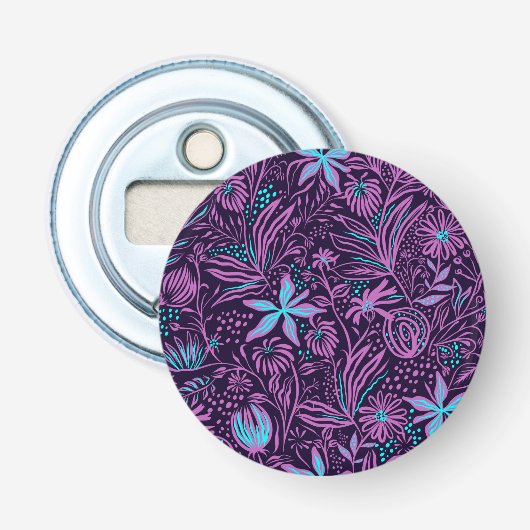 Décapsuleur Motif floral néon violet moderne (Devant)