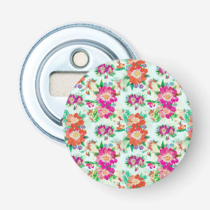 Décapsuleur Motif floral vintage rose et rouge