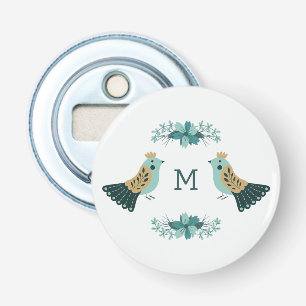 Décapsuleur Motif folklorique scandinave avec oiseaux et fleur