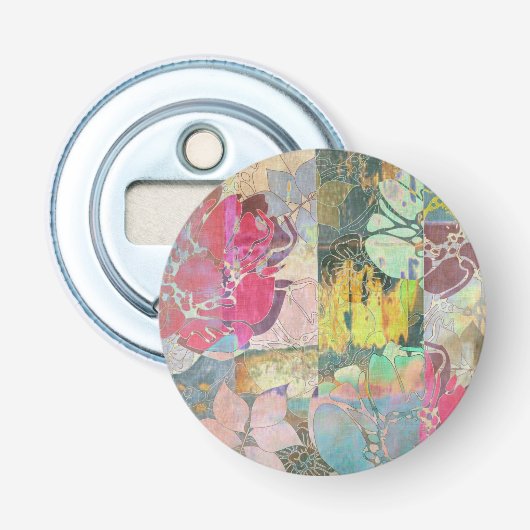 Décapsuleur Motif grunge floral d'art (Devant)