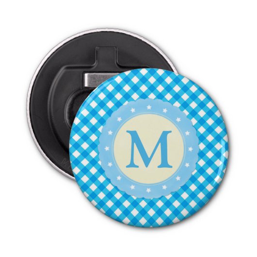 Décapsuleur Motif Monogram Bright Blue En vichy (Devant)