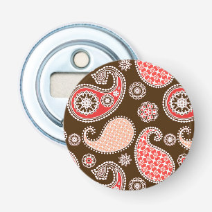 Décapsuleur Motif Paisley, corail et chocolat