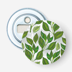 Décapsuleur Motif sans couture avec Feuilles de thé vert