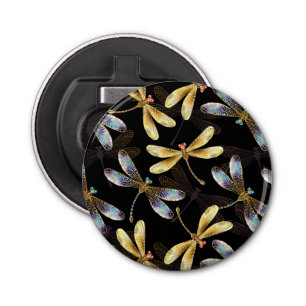 Décapsuleur Motif sans couture avec libellules d'or