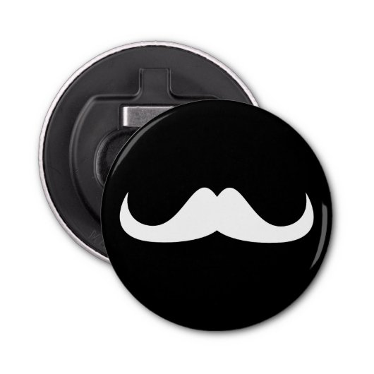 Décapsuleur Moustache cool blanc Handlebar sur noir (Devant)