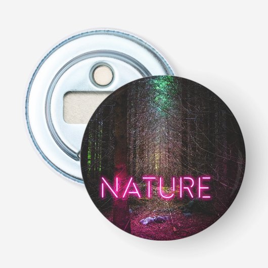 Décapsuleur Mystère forêt d'épinette nature néon magenta signe (Devant)