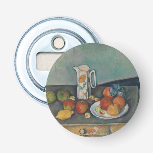 Décapsuleur Nature morte, pichet de lait et fruits sur une tab (Devant)