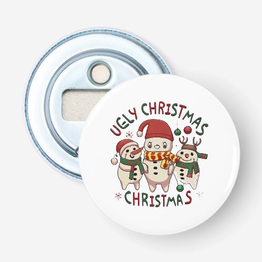 Décapsuleur Noël blanc ; NOËL AFFREUX (Devant)