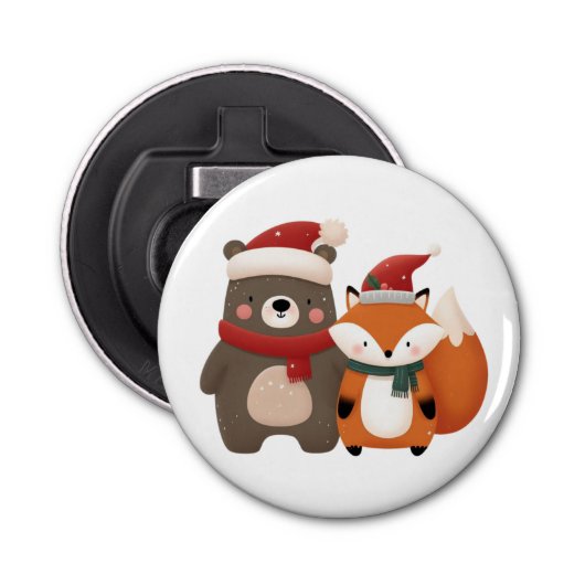 Décapsuleur Noël/hiver Mignonne Ours et renard (Devant)