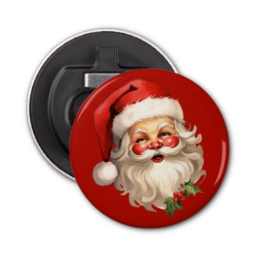 Décapsuleur Noël rétro Holly Jolly Santa Claus (Devant)