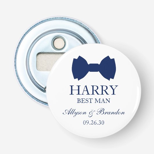 Décapsuleur Nœud papillon bleu du garçon d'honneur (Devant)