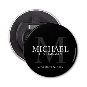 Décapsuleur Noir Groomsmen Personnalisé Nom et monogramme