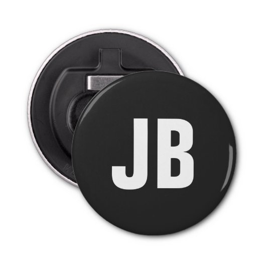 Décapsuleur Noir sobre simple et tendance initiales monogramme (Devant)