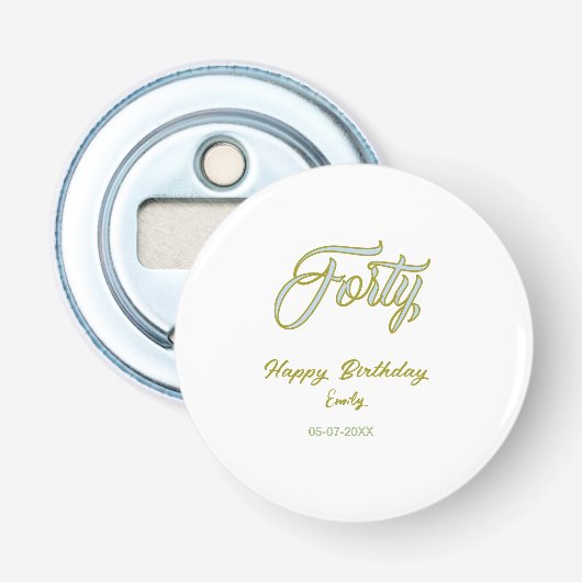 Décapsuleur nom date anniversaire quarante bleu vert pastel te (Devant)