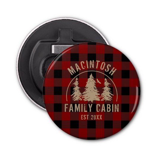 Décapsuleur Nom de famille du cabine Red Buffalo Plaid Keepsak (Devant)